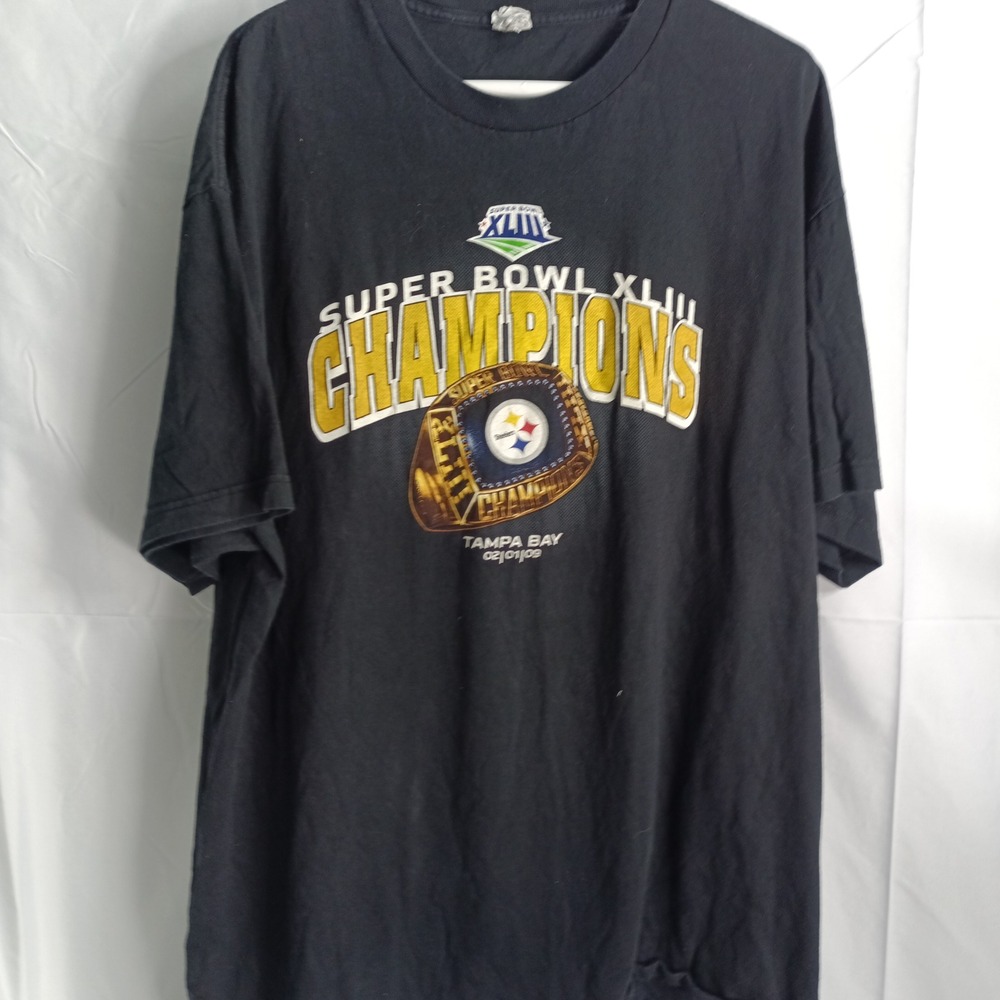 NFL Pittsburgh Steelers Super Bowl XLIII Champions T-Shirt Black Mens 2XL